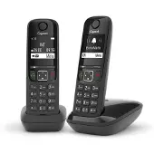 Gigaset AS690 Duo, Analoges/DECT-Telefon, Kabelloses Mobilteil, 100 Eintragungen, Schwarz