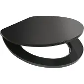 Beliani WC-Sitz Schwarz Glänzend MDF 48 x 38 cm Standard O-Form Oval Lochabstand 16 cm mit Deckel Abstandshaltern Befestigung von Unten WC-Brille