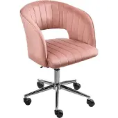 Beliani Bürostuhl Rosa Samtstoff mit Armlehnen Höhenverstellbar Rollbar Drehbar Home-Office Büro Arbeitszimmer Ausstattung Sitzmöbel Arbeitshocker