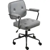 Beliani Bürostuhl Grau Samt mit Gebremsten Rollen Armlehnen Höhenverstellbar Klassisch Retro Arbeitsstuhl Home-Office Wohnzimmer