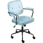 Beliani Bürostuhl Hellblau Samt mit Gebremsten Rollen Armlehnen Höhenverstellbar Klassisch Retro Arbeitsstuhl Home-Office Wohnzimmer