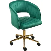 Beliani Bürostuhl Grün Samtstoff mit Armlehnen Höhenverstellbar Rollbar Drehbar Home-Office Büro Arbeitszimmer Ausstattung Sitzmöbel Arbeitshocker