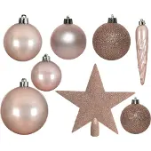 Christmas Decoration Weihnachtskugeln mit Christbaumstern Kunststoff 33er Set - Rosa