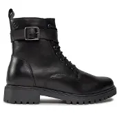 Tamaris Damen Schnürstiefeletten/ Biker Boots Schwarz Glattleder Größe: 36
