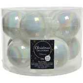 Décoris Weihnachtskugeln Glas d6 cm weiß/iris 10Stk Weihnachten (wit)