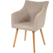 Mendler Esszimmerstuhl Vaasa T382, Stuhl Küchenstuhl, Retro 50er Jahre Design Textil, creme/grau
