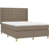 Syfax Boxspringbett mit Matratze Taupe 140x200 cm Stoff