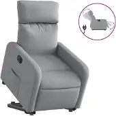 vidaXL Relaxsessel mit Aufstehhilfe Elektrisch Hellgrau Stoff