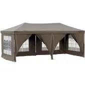 The Living Store Partyzelt Faltbar mit Seitenwänden Taupe 3x6 m