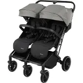 Babygo Zwillingsbuggy "Zwillingskinderwagen GOTwice", Baby, grau (grau melange), Kinderwagen Zwillingsbuggy, mit drei schwenkbaren Vorderrädern