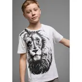 Kidsworld T-Shirt "Mit coolem LÖWEN-Print" Kurzarm, Basic-Passform, bedruckt, Rundhalsausschnitt
