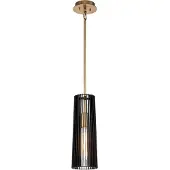 Licht-Erlebnisse Hängeleuchte Metall E27 Ø 15,2 cm rund H: max. 149,9 cm in Messing Schwarz Modern