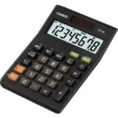Casio MS-8B, Desktop, Einfacher Taschenrechner, 8 Ziffern, 1 Zeilen, Batterie/Solar, Schwarz