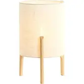 Light & Living Tischlampe Litto Ø 28cm – Holzoptik mit Naturleinen