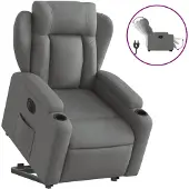 vidaXL Relaxsessel mit Aufstehhilfe Elektrisch Dunkelgrau Stoff