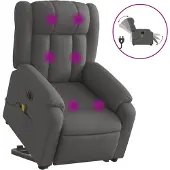 vidaXL Elektrischer Massagesessel mit Aufstehhilfe Dunkelgrau Stoff