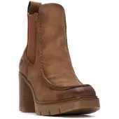 Refresh für Damen. 17291502-CAMEL Stiefelette 172915 braun (40), 8 bis 10 cm, Reißverschluss, Lässig