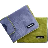 FLUFFINO Hundehandtuch Mikrofaser – 2er-Pack - 120 x 70 cm - Grau & Grün