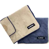 FLUFFINO Hundehandtuch Mikrofaser – 2er-Pack - 120 x 70 cm - Beige & Blau
