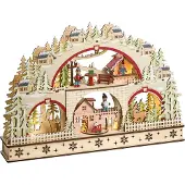 Beliani Weihnachtsdekoration mit LED-beleuchteter hellbrauner Holzfigur Weihnachtsaccessoires
