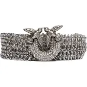Pinko Damengürtel Strass Buckle Belt H2 105878 A2X8 Silberfarben