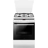 Amica 617GEH3.33HZpTaDpA(W) PIZZA, Freistehender Herd, Weiß, Tasten, Drehregler, LED, Emaille, Boden