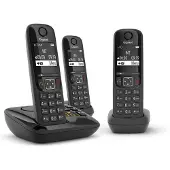 Gigaset AS690A Trio, Analoges/DECT-Telefon, Kabelloses Mobilteil, Freisprecheinrichtung, 100 Eintragungen, SMS (Kurznachrichtendienst), Schwarz