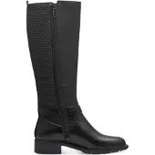 Tamaris Damen Stiefel Langschaft Zierschnalle Stretchschaft Leder 1-25618-43, Größe:41 EU, Farbe:Schwarz