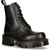 New rock Unisex Schwarze Gothic-Militär-Bikerstiefel - MILI084N-S3