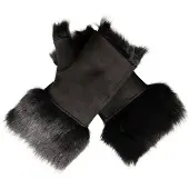 Infinity Leather Damen-Fäustlinge aus Lammfell, fingerlose Manschetten, Toscana-Wildleder, Schaffellfell