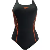 Speedo Placement Damen Schwarz/Orange Badeanzug