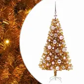 vidaXL Weihnachtsbaum mit 150 LEDs mit Ständer Gold 120 cm PET 3396605