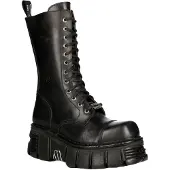 New rock Unisex-Techno-Bikerstiefel in Metallic-Schwarz – M-MILI211C-C1