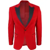 TruClothing Herren-Blazer aus rotem Samt-Dinner-Smoking-Anzug