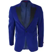 TruClothing Blauer Herren-Smoking-Anzug-Blazer aus Samt