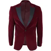 TruClothing Burgunderroter Samt-Dinner-Smoking-Anzug-Blazer für Herren