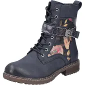 Rieker Damen Stiefelette mit Blumenmuster wasserabweisend RiekerTEX 94722, Größe:38 EU, Farbe:Blau