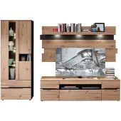 Die Möbelfundgrube Wohnwand Artisan Eiche Graphit 287 cm mit Beleuchtung - MEMPHIS