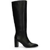Manfield Schwarze Lederstiefel mit Absatz | Größe 36