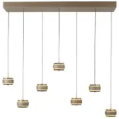 Pure LED-Hängelampe Falling Rings, bronze Länge 132 cm 7-fl. , Falling Rings, dimmbar, Bronze / Altmessing, für Wohnzimmer, Metall, Modern