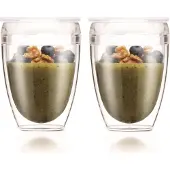 Bodum Set mit 2 -Bechern – Pavina To Go – Doppelwandiger Kunststoff – Luftdichter Deckel – 30 cl – Transparent