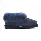 Infinity Leather Damen Winterstiefelette aus Schaffell-Wildleder in Marineblau zum Hineinschlüpfen – Glacier