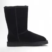 Infinity Leather Damen Winterstiefeletten aus echtem Schaffell, Wildleder, schwarz, zum Hineinschlüpfen – Dämmerung
