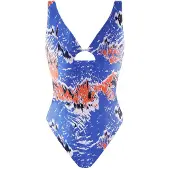 Gymshark umweltfreundliche Frauenblau/Orange Badeanzug