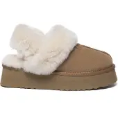 EVER AU Damen Leder Hausschuhe Mit Zwei Abnehmbaren Riemen - Fantail