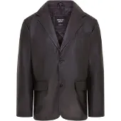 Infinity Leather Schwarzes Lederblazer-Jackett mit 2 Knöpfen für Herren - Bergen