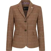 TruClothing Tailored Fit Tweed-Blazer mit Fischgrätenmuster für Damen in Oak Brown