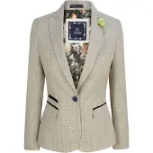 TruClothing Damen Tweed Fischgrätenmuster Creme Jacke Peaky Blinders