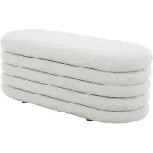 SVITA BLOSSOM XL Hocker mit Stauraum Sitzhocker Ottomane Boucle-Bezug Weiß