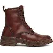 Tamaris Schnürboots , Damen, Gr. 36, braun (muscat), Glattleder, Lederimitat, unifarben, used, Schuhe Schnürboots, Blockabsatz, Schnürstiefelette in angesagter Used Optik